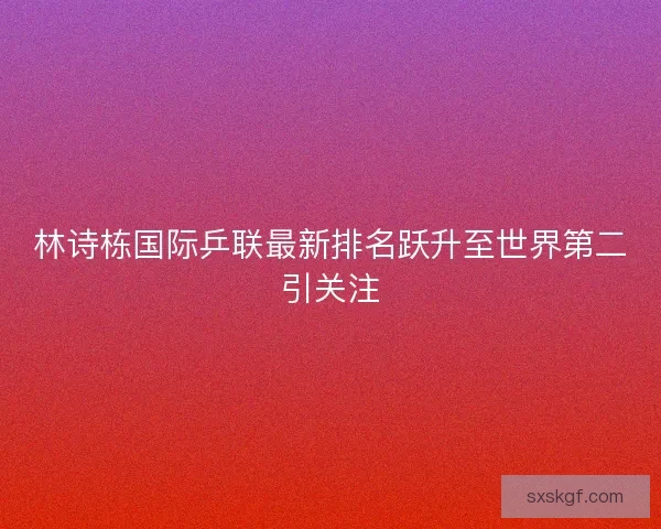 林诗栋国际乒联最新排名跃升至世界第二引关注