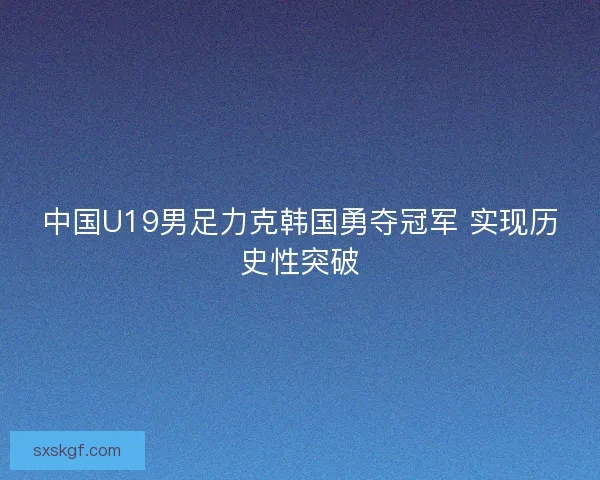 中国U19男足力克韩国勇夺冠军 实现历史性突破