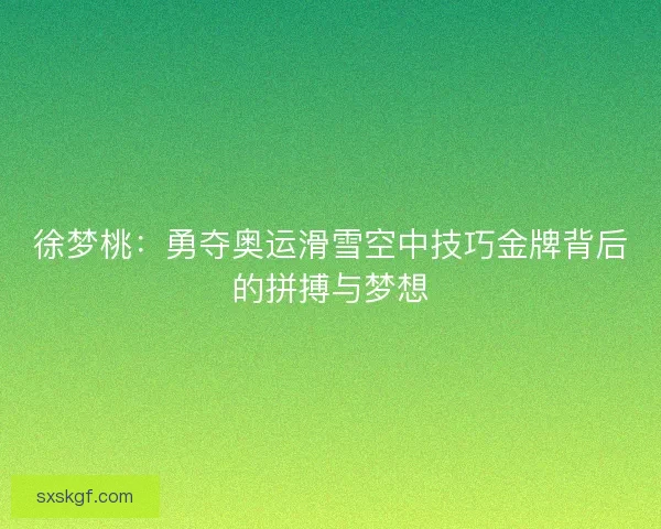 徐梦桃：勇夺奥运滑雪空中技巧金牌背后的拼搏与梦想